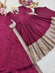 FASHIONABLE CHINON SILK EMBROIDERY SEQUENCE WORK GOWN BOTTOM WITH DUPATTA RECEPTION WEAR WHOLESALE PRICE ETHNIC GARMENT (2)