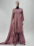 FASHIONABLE CHINON THREAD EMBROIDERY WORK TOP SHARARA WITH DUPATTA PARTY WEAR WHOLESALE PRICE ETHNIC GARMENT (2)