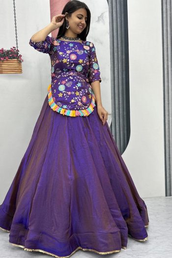 FASHIONABLE  FENDY SEQUENCE WORK TOP LEHENGA PURPLE