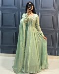 FASHIONABLE FENDY SILK HANDWORK ON NECK GOWN WITH DUPATTA PARTY WEAR WHOLESALE PRICE ETHNIC GARMENT (5)