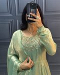 FASHIONABLE FENDY SILK HANDWORK ON NECK GOWN WITH DUPATTA PARTY WEAR WHOLESALE PRICE ETHNIC GARMENT (5)