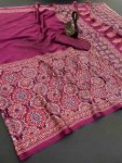 FASHIONABLE GAJI SOFT SILK BANDHEJ WORK SAREE WITH UNSTITCHED BLOUSE WINE