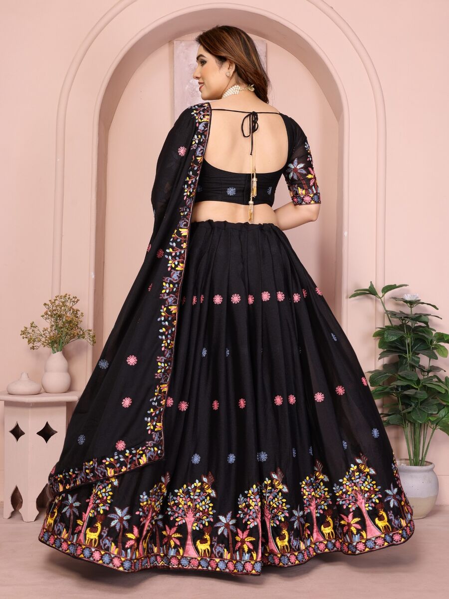 FASHIONABLE GEORGETTE EMBROIDERY WORK LEHENGA CHOLI WITH DUPATTA WEDDING WEAR WHOLESALE PRICE ETHNIC GARMENT (12)