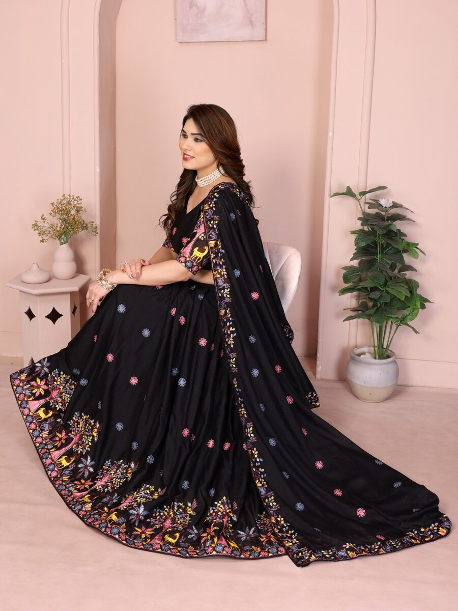 FASHIONABLE GEORGETTE EMBROIDERY WORK LEHENGA CHOLI WITH DUPATTA WEDDING WEAR WHOLESALE PRICE ETHNIC GARMENT (15)