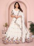 FASHIONABLE GEORGETTE EMBROIDERY WORK LEHENGA CHOLI WITH DUPATTA WHITE