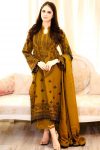 FASHIONABLE GEORGETTE EMBROIDERY WORK TOP BOTTOM WITH DUPATTA MUSTARD