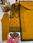 FASHIONABLE GEORGETTE EMBROIDERY WORK TOP BOTTOM WITH DUPATTA FESTIVAL WEAR WHOLESALE PRICE ETHNIC GARMENT (14)