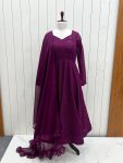 FASHIONABLE GEORGETTE LUKHNOWI SEQUENCE WORK ANARKALI GOWN BOTTOM WITH DUPATTA PARTY WEAR WHOLESALE PRICE ETHNIC GARMENT (7)