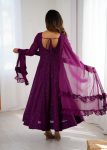 FASHIONABLE GEORGETTE LUKHNOWI SEQUENCE WORK ANARKALI GOWN BOTTOM WITH DUPATTA PARTY WEAR WHOLESALE PRICE ETHNIC GARMENT (7)