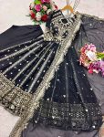 FASHIONABLE GEORGETTE SEQUENCE EMBROIDERY WORK GOWN BOTTOM WITH DUPATTA PARTY WEAR WHOLESALE PRICE ETHNIC GARMENT (3)