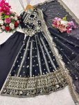 FASHIONABLE GEORGETTE SEQUENCE EMBROIDERY WORK GOWN BOTTOM WITH DUPATTA PARTY WEAR WHOLESALE PRICE ETHNIC GARMENT (3)