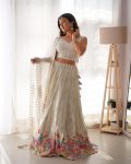 FASHIONABLE GEORGETTE THREAD WITH SEQUENCE WORK LEHENGA CHOLI WITH DUPATTA FESTIVAL WEAR WHOLESALE PRICE ETHNIC GARMENT (6)