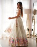 FASHIONABLE GEORGETTE THREAD WITH SEQUENCE WORK LEHENGA CHOLI WITH DUPATTA FESTIVAL WEAR WHOLESALE PRICE ETHNIC GARMENT (6)