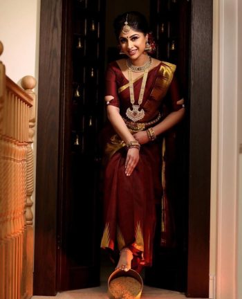 FASHIONABLE LICHI SILK JACQUARD WORK SAREE WITH UNSTITCHED BLOUSE MAROON