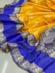 FASHIONABLE LICHI SILK JACQUARD WORK SAREE WITH UNSTITCHED BLOUSE BRIDAL WEAR WHOLESALE PRICE ETHNIC GARMENT (9)