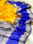 FASHIONABLE LICHI SILK JACQUARD WORK SAREE WITH UNSTITCHED BLOUSE BRIDAL WEAR WHOLESALE PRICE ETHNIC GARMENT (9)