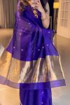 FASHIONABLE LICHI SILK JACQUARD WORK SAREE WITH UNSTITCHED BLOUSE FESTIVAL WEAR WHOLESALE PRICE ETHNIC GARMENT (4)