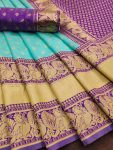 FASHIONABLE LICHI SILK JACQUARD WORK SAREE WITH UNSTITCHED BLOUSE PARTY WEAR WHOLESALE PRICE ETHNIC GARMENT (1)