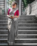 FASHIONABLE LICHI SILK JACQUARD WORK SAREE WITH UNSTITCHED BLOUSE PARTY WEAR WHOLSALE PRICE ETHNIC GARMENT (1)