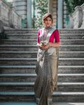 FASHIONABLE LICHI SILK JACQUARD WORK SAREE WITH UNSTITCHED BLOUSE PARTY WEAR WHOLSALE PRICE ETHNIC GARMENT (1)