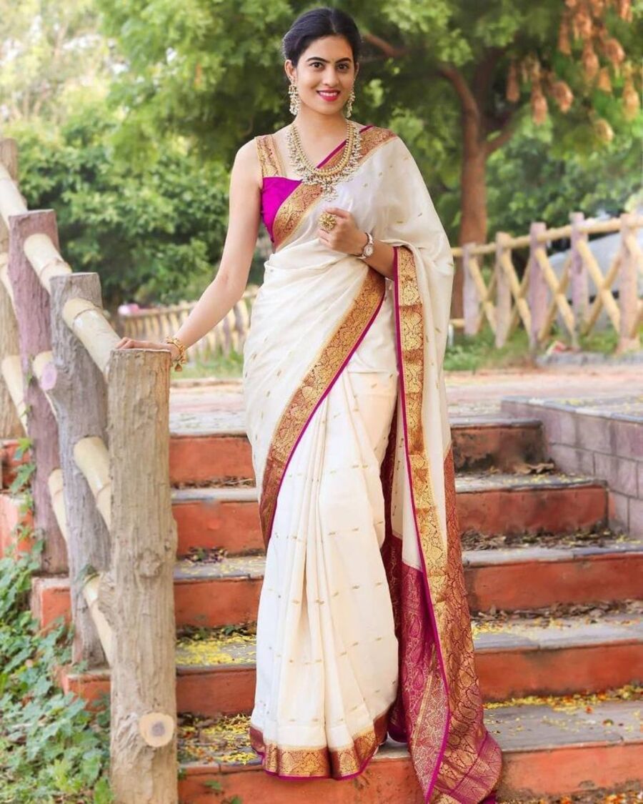 FASHIONABLE LICHI SILK JACQUARD WORK SAREE WITH UNSTITCHED BLOUSE WEDDING WEAR WHOLESALE PRICE ETHNIC GARMENT (6)