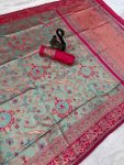 FASHIONABLE LICHI SILK ORGANIC BANARASI SAREE WITH UNSTITCHED BLOUSE FUNCTIONAL WEAR WHOLESALE PRICE ETHNIC GARMENT (3)