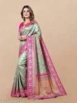 FASHIONABLE LICHI SILK ORGANIC BANARASI SAREE WITH UNSTITCHED BLOUSE FUNCTIONAL WEAR WHOLESALE PRICE ETHNIC GARMENT (3)