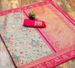 FASHIONABLE LICHI SILK ORGANIC BANARASI SAREE WITH UNSTITCHED BLOUSE FUNCTIONAL WEAR WHOLESALE PRICE ETHNIC GARMENT (3)