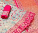 FASHIONABLE LICHI SILK ORGANIC BANARASI SAREE WITH UNSTITCHED BLOUSE FUNCTIONAL WEAR WHOLESALE PRICE ETHNIC GARMENT (3)