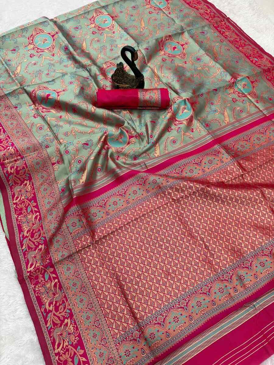 FASHIONABLE LICHI SILK ORGANIC BANARASI SAREE WITH UNSTITCHED BLOUSE FUNCTIONAL WEAR WHOLESALE PRICE ETHNIC GARMENT (6)