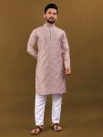 FASHIONABLE MATKA SILK SILVER JARI WITH EMBROIDERY BUTTI WORK KURTA PAYJAMA PARTY WEAR WHOLESALE PRICE ETHNIC GARMENT (21)
