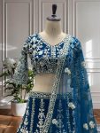 FASHIONABLE NET EMBROIDERY SEQUENCE DESIGN WORK LEHENGA CHOLI WITH DUPATTA (2)