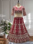 FASHIONABLE NET EMBROIDERY SEQUENCE DESIGN WORK LEHENGA CHOLI WITH DUPATTA (6)