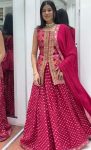 FASHIONABLE PRINTED BANGLORI EMBROIDERY WORK TOP LEHENGA WITH DUPATTA PINK