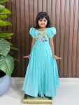 FASHIONABLE ROMAN COTTON SILK HANDWORK WITH MULTI EMBROIDERY WORK KID’S GOWN FESTIVAL WEAR WHOLESALE PRICE ETHNIC GARMENT (17)