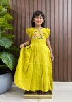FASHIONABLE ROMAN COTTON SILK HANDWORK WITH MULTI EMBROIDERY WORK KID’S GOWN FESTIVAL WEAR WHOLESALE PRICE ETHNIC GARMENT (19)