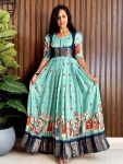 FASHIONABLE SILK DIGITAL PRINT AND JACQUARD HEAVY ZARI WORK GOWN WITH KOTI FESTIVAL WEAR WHOLESALE PRICE ETHNIC GARMENT (2)