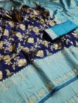 FASHIONABLE SOFT LICHI SILK CLOTH JACQUARD WORK SAREE WITH UNSTITCHED BLOUSE CASUAL WEAR WHOLESALE PRICE ETHNIC GARMENT (5)