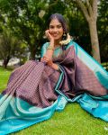 FASHIONABLE SOFT LICHI SILK JACQUARD WORK SAREE WITH UNSTITCHED BLOUSE FESTIVAL WEAR WHOLESALE PRICE ETHNIC GARMENT (18)