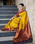 FASHIONABLE SOFT LICHI SILK JACQUARD WORK SAREE WITH UNSTITCHED BLOUSE FESTIVAL WEAR WHOLESALE PRICE ETHNIC GARMENT (3)