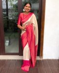 FASHIONABLE SOFT LICHI SILK JACQUARD WORK SAREE WITH UNSTITCHED BLOUSE FESTIVAL WEAR WHOLESALE PRICE ETHNIC GARMENT (6)