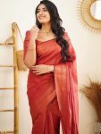 FASHIONABLE SOFT LICHI SILK JACQUARD WORK SAREE WITH UNSTITCHED BLOUSE FORMAL WEAR WHOLESALE PRICE ETHNIC GARMENT (40)