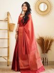 FASHIONABLE SOFT LICHI SILK JACQUARD WORK SAREE WITH UNSTITCHED BLOUSE FORMAL WEAR WHOLESALE PRICE ETHNIC GARMENT (40)