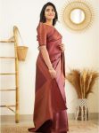 FASHIONABLE SOFT LICHI SILK JACQUARD WORK SAREE WITH UNSTITCHED BLOUSE FORMAL WEAR WHOLESALE PRICE ETHNIC GARMENT (47)