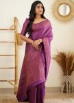 FASHIONABLE SOFT LICHI SILK JACQUARD WORK SAREE WITH UNSTITCHED BLOUSE FORMAL WEAR WHOLESALE PRICE ETHNIC GARMENT (50)