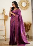 FASHIONABLE SOFT LICHI SILK JACQUARD WORK SAREE WITH UNSTITCHED BLOUSE FORMAL WEAR WHOLESALE PRICE ETHNIC GARMENT (50)