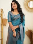 FASHIONABLE SOFT LICHI SILK JACQUARD WORK SAREE WITH UNSTITCHED BLOUSE FORMAL WEAR WHOLESALE PRICE ETHNIC GARMENT (59)