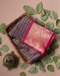 FASHIONABLE SOFT LICHI SILK JACQUARD WORK SAREE WITH UNSTITCHED BLOUSE PARTY WEAR WHOLESALE PRICE ETHNIC GARMENT (10)