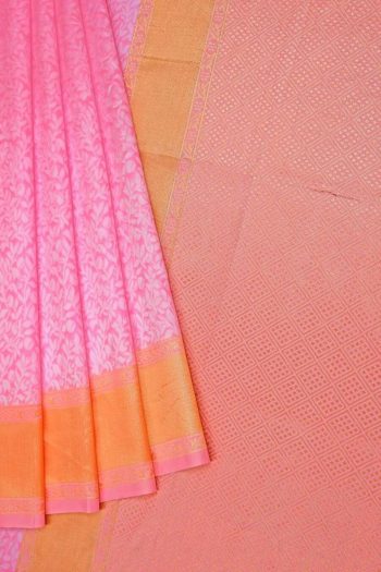 FASHIONABLE  SOFT LICHI SILK JACQUARD WORK SAREE WITH UNSTITCHED  BLOUSE BABY PINK