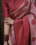 FASHIONABLE SOFT LICHI SILK JACQUARD WORK SAREE WITH UNSTITCHED BLOUSE PARTY WEAR WHOLESALE PRICE ETHNIC GARMENT (5)